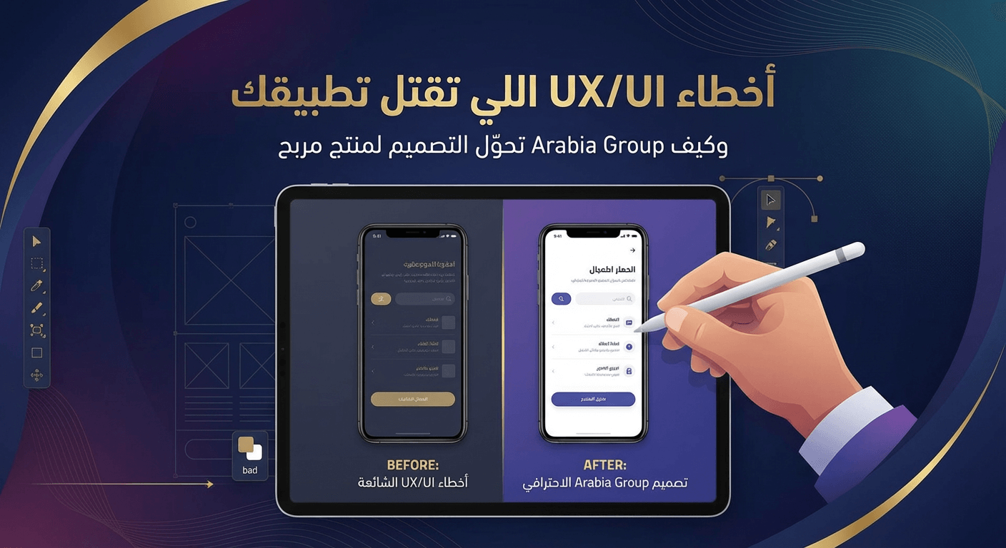 صورة افتراضية لمقال عن UX/UI في التطبيقات